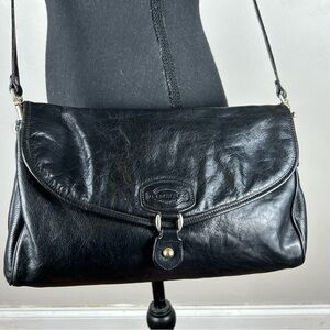 Oroton Genuine Cowhide Black Leather Purse Bag Crossbody Made in Australia